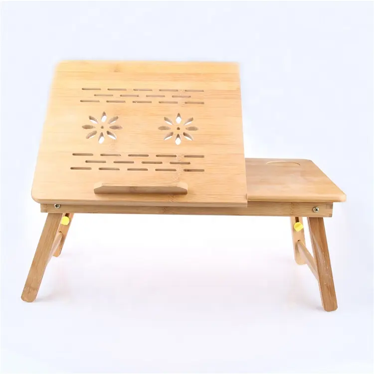 Adjustable bamboo small size laptop computer folding desk bed study table for home
