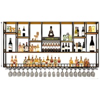Étagère à Vins Murale de Haute Qualité pour Bar, Meuble Bar Métallique Personnalisé avec Éclairage LED Industriel