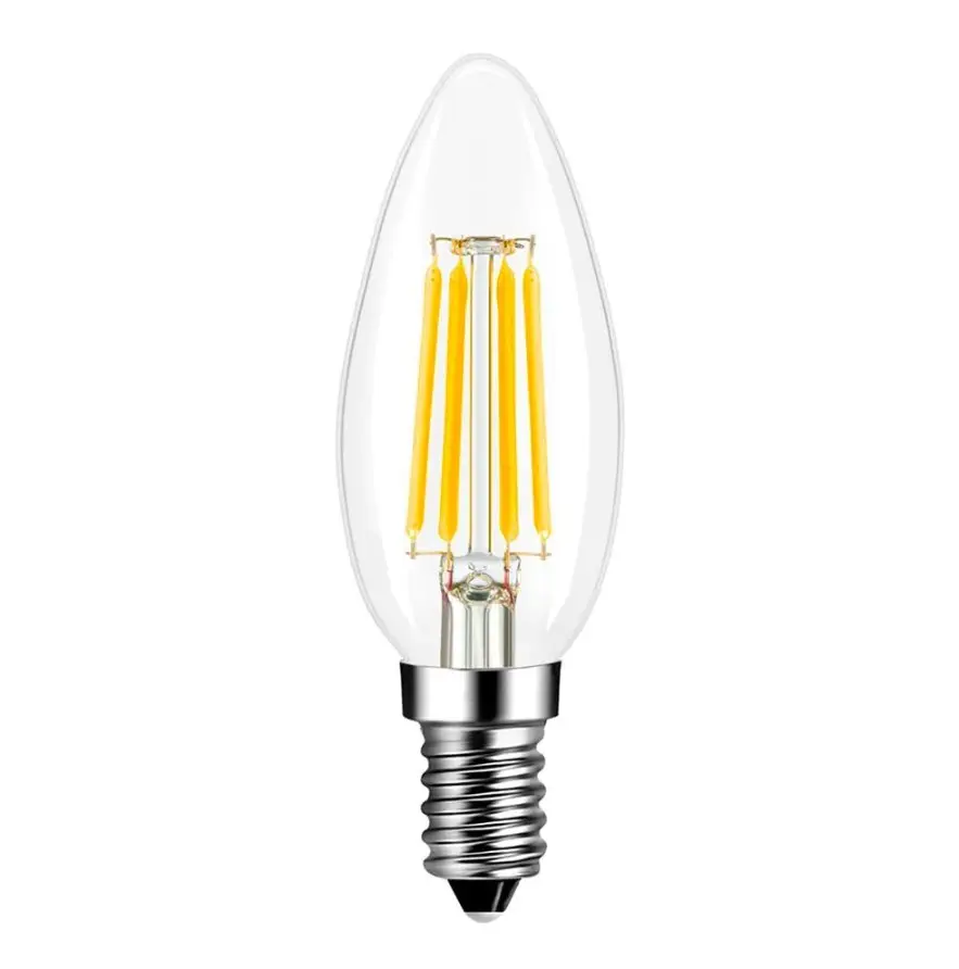 C35 2w E14 E27 Clear Glass Cover LED Filament Candle Light LED Filament Bulb
