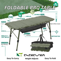 Mobilier d'extérieur design moderne à hauteur réglable Table de barbecue en aluminium noir pliable portable pour le camping et pliable