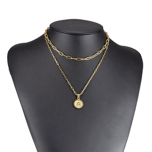 Zogxin Stainless Steel Double Layer Necklace Letter M Pendant 18K Gold Plated Fashion Jewelry Daily Wear Gift - Product Image 4