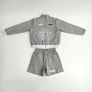 Custom <strong>Men's</strong> Tracksuits Windproof Quick Dry Stand Collar <strong>Zip</strong> Jacket <strong>Shorts</strong> Set Lightweight Breathable Streetwear Outdoor Sports - Product Image 1