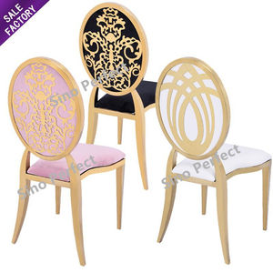 Sillas de Comedor de Acero Inoxidable con Respaldo Estampado, Estilo Francés, Muebles Metálicos para Hotel, Silla Grande para Banquetes, Eventos de Boda - Product Image 1