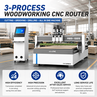 Machine de fraisage CNC multi-têtes 1325 à 3 broches pour perçage, découpe et rainurage de panneaux ACP, MDF, bois massif, portes et meubles fins