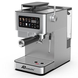 Anbolife Máy pha cà phê mới Máy pha cà phê Espresso bán tự động chuyên nghiệp với hệ thống tự động Đầm và hạt cà phê xay - Product Image 1