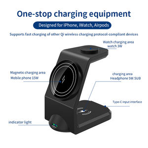 2024 nouveauté 15w charge sans fil rapide <span class=keywords><strong>3</strong></span> en 1 Station de chargeur sans fil magnétique pour casque Iphone iWatch - Product Image 2