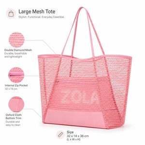 OEM ODM Mesh <b>Beach</b> Tote <b>Bag</b> Custom Color <b>Large</b> Capacity Lightweight Shopping Shoulder <b>Bag</b> for Pool Travel and Promotion - Product Image 5