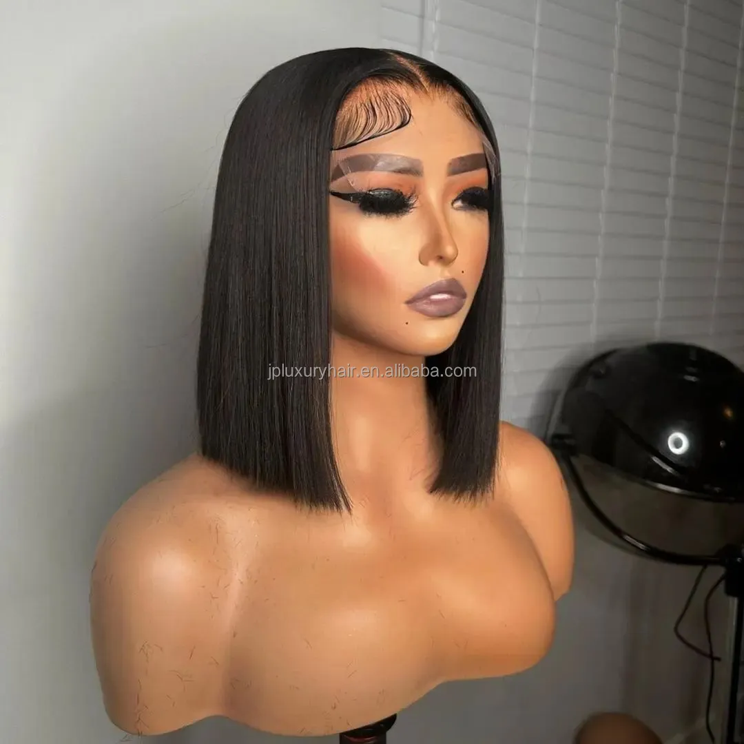 Short Bob Human Hair lace front Wigs Straight Brazilian Virgin Hair Full Lace Human Hair Wig For Black Women HD Lace Frontal Wig