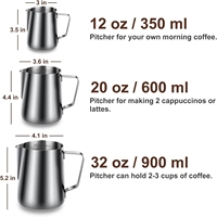 Pichet à mousse de lait 12oz en acier inoxydable, accessoire pour machine à café, cappuccino et expresso