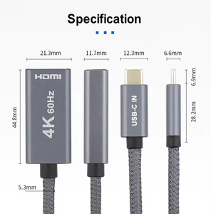 <span class=keywords><strong>C</strong></span>âble adaptateur <span class=keywords><strong>USB</strong></span> Type <span class=keywords><strong>C</strong></span> vers <span class=keywords><strong>HDMI</strong></span> femelle ULT-unite 4K avec gaine en PVC, connecteurs plaqués or, boîtier en alliage d'aluminium - Product Image 2