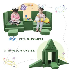 Custom Size Foam Kids Play Couch Set Miro-suede Fabric Kids Couch Manufacture modular sofa sectional couch