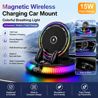 Support de chargeur sans fil pour voiture multifonctionnel universel à prise ferme, lumière colorée respirante, 15 W, pour utilisation en voiture