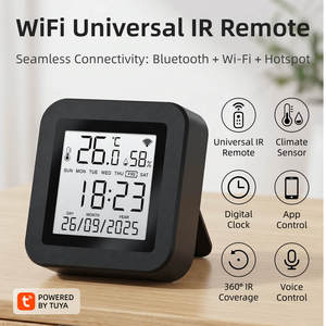 Compteur intelligent d'affichage de la température et de l'humidité avec télécommande IR, horloge numérique LCD, notification d'alarme de température maximale et minimale - Product Image 4