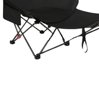Chaise longue pliante portable, siège inclinable de camping avec repose-pieds et poche latérale pour la plage, la pêche et les activités de plein air