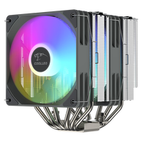 COOLLEO B60T Dual Fan CPU Cooling Pure BKWH RGB Aluminum Heatsink Double Tower Radiator for Computer Case