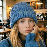 Bonnet en tricot côtelé personnalisé de haute qualité avec logo, bonnet d'hiver luxueux et chaud à revers pour femmes et hommes