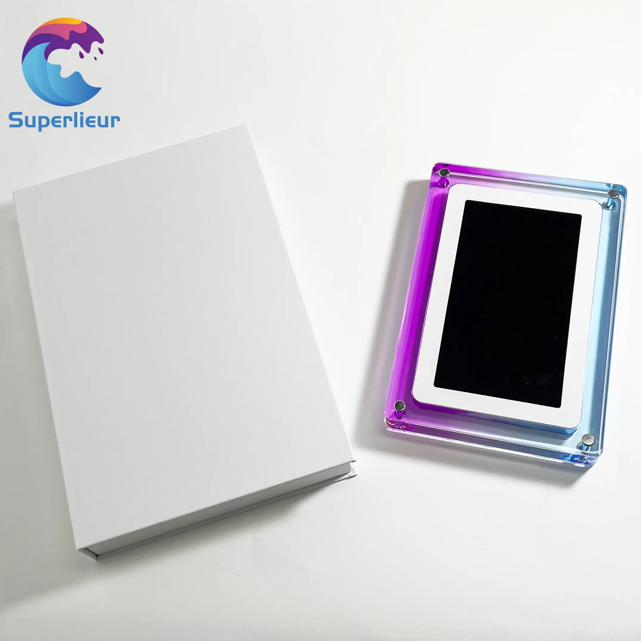 Superlieur Purple-Blue 7 Inch IPS Screen Gravity Sensor Creative Music Player Digital Electronic Photo Acrylic Video Frame