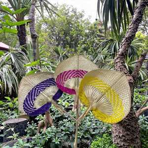 Abanico de Hoja de Palma de Bambú Tallado 30*40cm, Tejido Ecológico de Paja Pintada, para Verano, Decoración del Hogar, Halloween, Navidad, Año Nuevo - Product Image 6