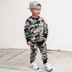 Classic Jogger Style Ribbed Elastic Waistband Camouflage Jumper Sweatsuit Baby Warm Winter Clothes