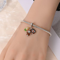 Nouvelles breloques en forme de feuille d'érable, hibou et écureuil pour bracelets DIY en tungstène plaqué argent, style commerce extérieur