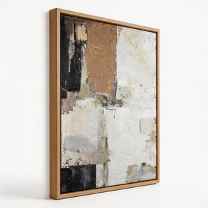 Dipinto su Tela Fatto a Mano in Stile Zen Wabi Sabi, Senza Cornice, Nero <span class=keywords><strong>Ocra</strong></span> Bianco, Blocchi Geometrici Astratti, Natura Morta, Decorazione Murale - Product Image 3