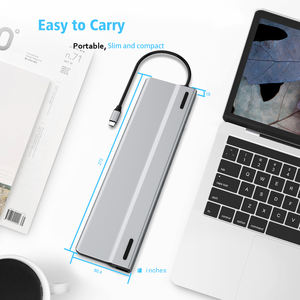 Vente <span class=keywords><strong>en</strong></span> <span class=keywords><strong>gros</strong></span> Hub USB 3.0 C <span class=keywords><strong>en</strong></span> alliage d'aluminium USB3.0 * 3 + 2.0*2 + VGA + RJ45 + SD + TF + jack + <span class=keywords><strong>HDMI</strong></span> + DP + DONNÉES USB-C * 2 + C PD 15 entrées 1 Station d'accueil - Product Image 2