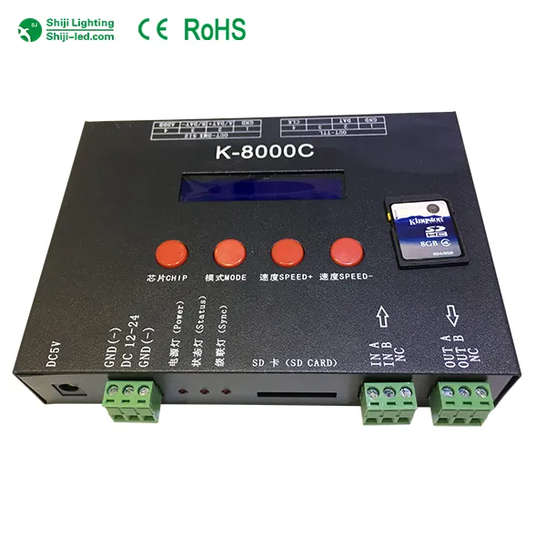 Controlador de píxeles LED, K-8000C Original ws2812 K8000C SPI, 1024 píxeles programable, DMX512, ws2811, tarjeta SD