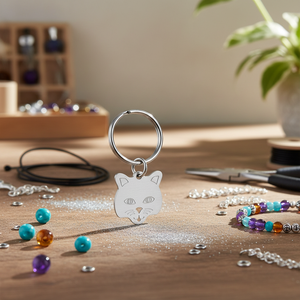 Ciondolo a forma di gatto in argento 23x23 mm, accessorio per gioielli per progetti creativi - Product Image 3