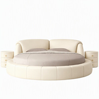 Lit Rond au Design Simple, Taille King et Double, en Tissu, Moderne et Luxueux, pour Adultes, pour la Maison, l'Hôtel, la Chambre à Coucher