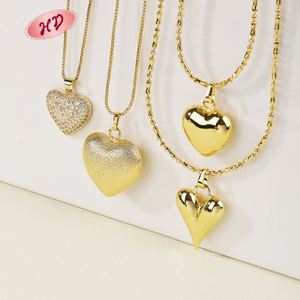 Collar de Aleación Chapado en Oro de 18K para Mujer al por Mayor, con Colgante de Corazón de Circonita Creada en Laboratorio, Cadena de Eslabones, Regalo de San Valentín - Product Image 6