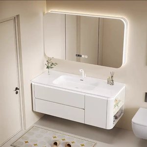 Sens de la peau bassin intégré armoire de salle de bain combinaison chêne meuble lavabo en céramique bassin intégré toilette table de lavage - Product Image 2