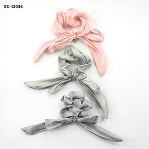 Phụ Nữ Cô Gái Tóc <span class=keywords><strong>Bow</strong></span> Ties Ribbon Mềm Sáng Bóng Vết Bẩn Scrunchies - Product Image 1