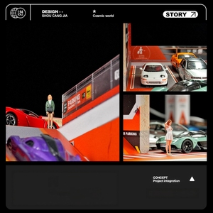 1:64 Maßstab Miniatur-Parkplatz-Diorama Realistische Kaffeebar-Autowaschanlage-Garagenszene mit Beleuchtung Diecast-Auto-Ausstellungsständer - Product Image 6