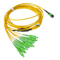 Kabel Patch Fiber Breakout MPO ke SC, Kabel Fan-Out 8-Core MPO-8 ke 8xSC APC, Polaritas Tipe B Singlemode OS2, Panjang Kustom LSZH