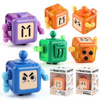 Roman Amusant Robot aux grands yeux pour Fidget Cube Irittable Jouet de soulagement de l'anxiété sensorielle pour adultes de salle de classe de bureau Tous les six côtés