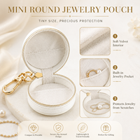 Mini bague de voyage en cuir PU avec logo personnalisé personnalisé Boîte à bijoux avec fermeture éclair Boucle d'oreille Collier Emballage Sac de rangement pour bijoux