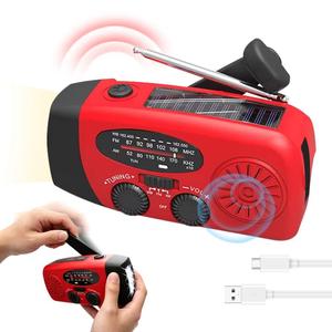 Radio d'urgence solaire AM/FM/NOAA la plus vendue, résistante aux chutes de 1,5 m, avec affichage de la puissance et manivelle, idéale pour la randonnée - Product Image 4