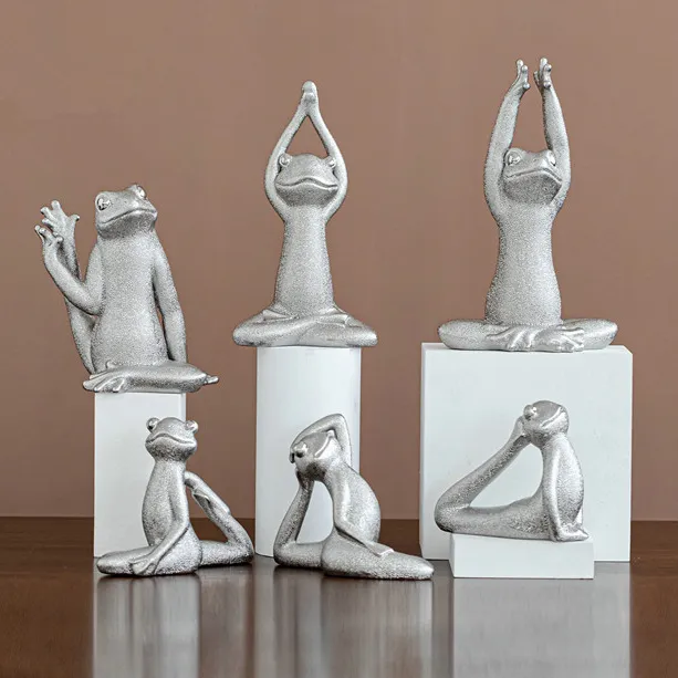 Funny Frog Mould Ceramic Desk Animals Shaped Decoration Stiting Frog Yoga Frog Design For Home