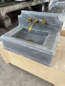 Lavabo de Mármol Gris para Montar en la Pared, Lavabo de Baño de Piedra Natural Hecho a Mano con Revestimiento, Acabado Pulido/Afilado Duradero - Product Image 4