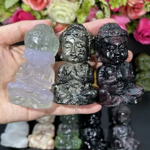 Kindfull Crystal Buddha Carvings Hand Carved Healing Mixed Materials Buddhas For Fengshui Collection