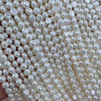 Perles de culture d'eau douce naturelles blanches en gros, haute brillance, bouton 6-7mm, en vrac pour la fabrication de bijoux DIY