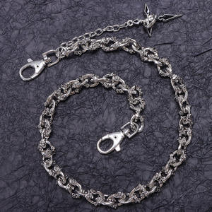 Cadena de cintura de metal estilo Hip Hop Punk, de una sola capa, con colgante de calavera y cruz, para pantalones, uso diario, plata tibetana - Product Image 3