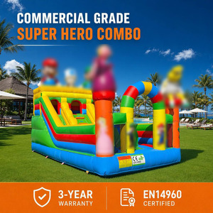 Combo Inflable Comercial de Tobogán y Brincolín con Diseño de Personajes de Dibujos Animados, Impresión de Figuras Coloridas para Alquiler en Fiestas y Parques al Aire Libre - Product Image 2