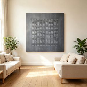 Gray Geometric Textured Art Silk Screen Painting Handmade <b>Abstract</b> Relief Artwork <b>Canvas</b> Decorative Still Life Wall Art - Product Image 1