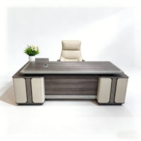 Bureau de direction de luxe en forme de L, ensemble de table et de chaise de bureau de patron, mobilier de bureau en bois, design moderne, bureau de direction de PDG