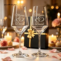 Offre Spéciale – Coffret Cadeau Verres à Vin en Cristal Personnalisables avec Logo, Boîte Noire Gravée au Laser pour Noël, Mariages, Cadeaux d'Entreprise – MOQ 1
