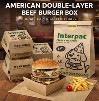 Boîte à hamburger haut de gamme en papier kraft, jetable, épaissie, sans pliage, pour emporter, emballage alimentaire pour restaurant
