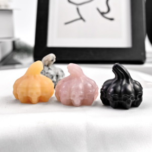 Figuras de Calaveras de Calabaza Talladas en Piedras Preciosas Naturales de 8 Facetas, Cristales Pulidos para Regalo Espiritual o Decoración del Hogar - Product Image 4