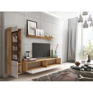 Meuble TV moderne de luxe <span class=keywords><strong>DECOHOME</strong></span> avec panneau extensible en bois et support intégré pour salon et chambre à coucher - Product Image 2