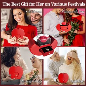 Nouvelle impression personnalisée fleurs préservées Rose en forme de coeur rouge bague de fiançailles boîte pour proposition promesse saint valentin - Product Image 6